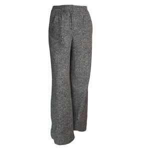 Vintage 90s Express Women's Petite 2 Wide Leg Pants Herringbone Gray Wool Blend